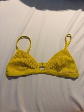 Hollister Yellow Ribbed Triangle Swim Top